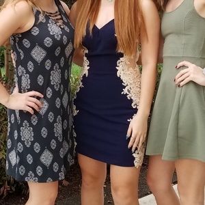 Jovani Navy and Gold hoco dress